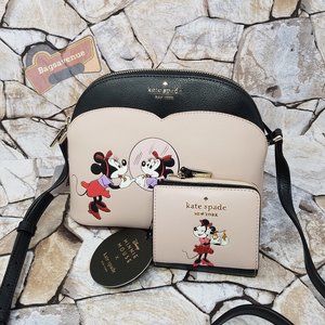#bagsavenue warm vellum beige minnie mouse dome crossbody wallet Kate Spade